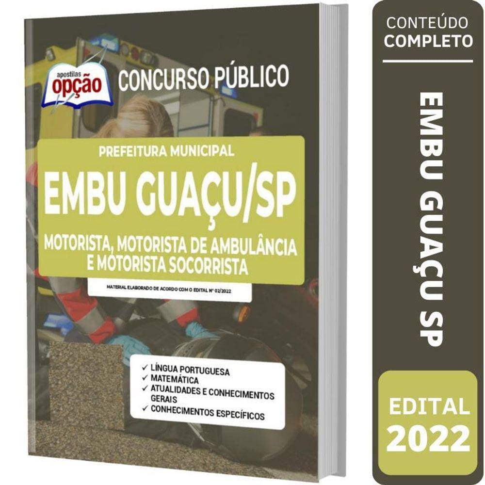 Apostila Embu Guaçu Sp - Motorista E Motorista De Ambulância
