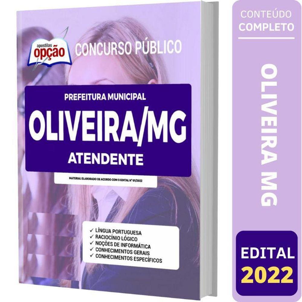 Apostila Concurso Oliveira Mg - Atendente