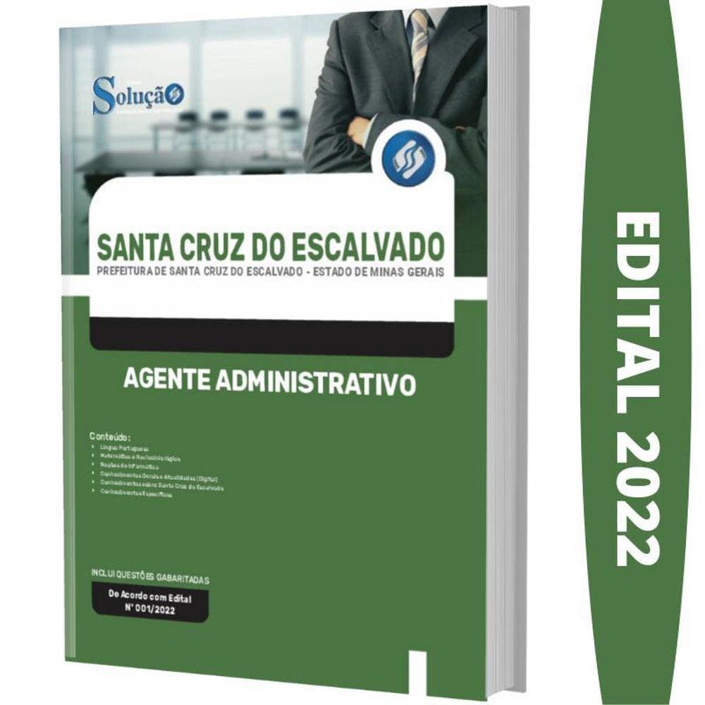 Apostila Santa Cruz Do Escalvado Mg - Agente Administrativo