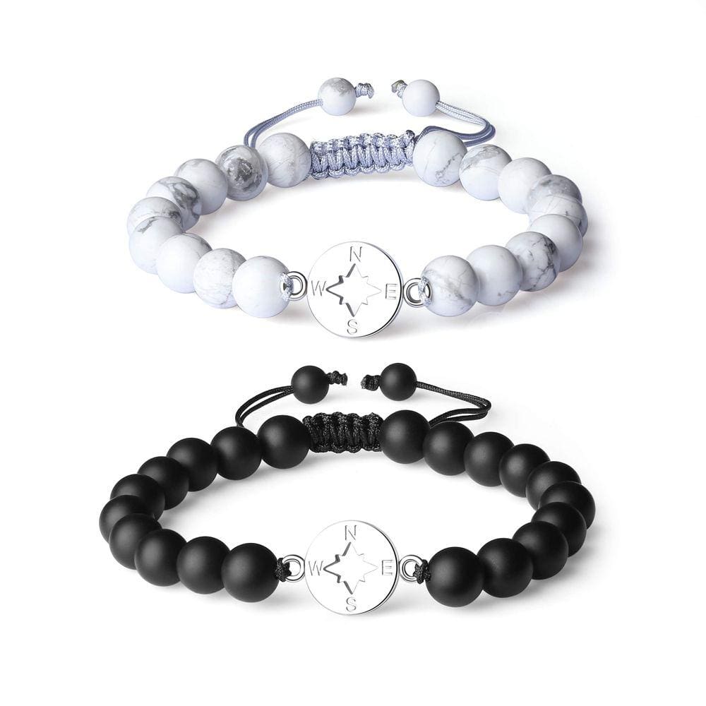 Pulseiras Distance COAI Matte Onyx Howlite com bússola
