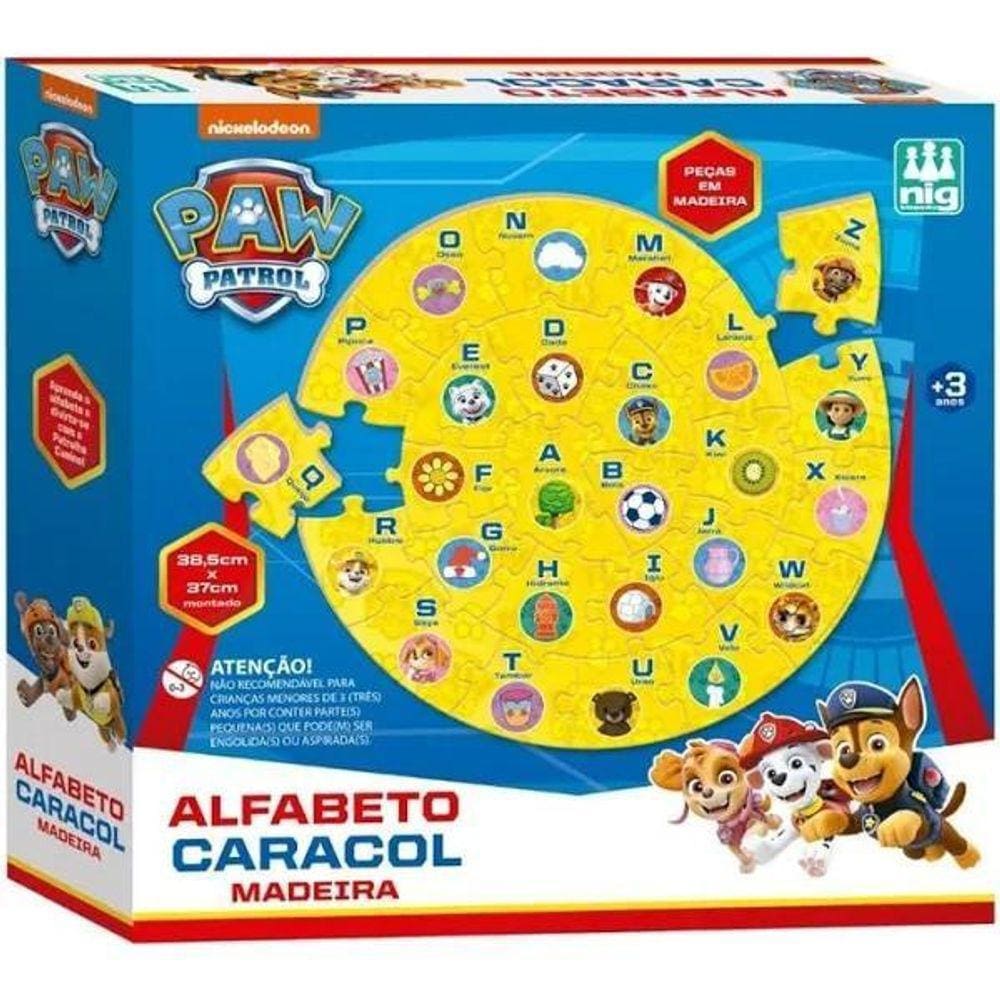 Alfabeto Caracol Madeira Patrulha Canina Nig Brinquedos