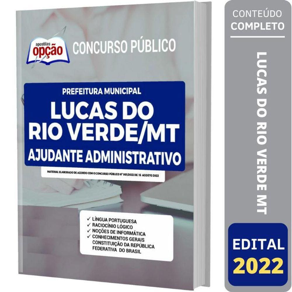 Apostila Lucas Do Rio Verde Mt - Ajudante Administrativo