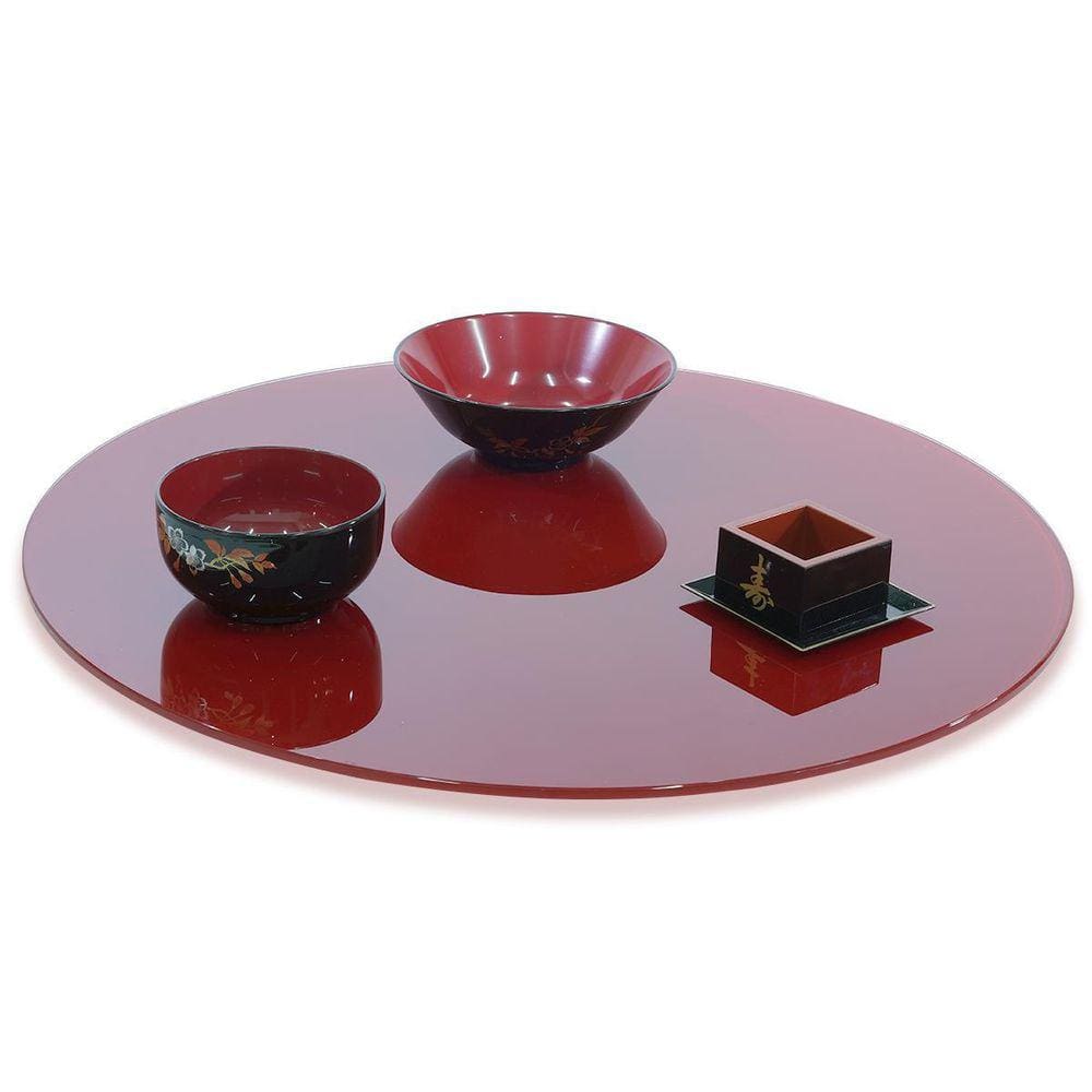 Prato Giratório Vidro Serigrafado 70Cm X 8Mm Vermelho Bordô