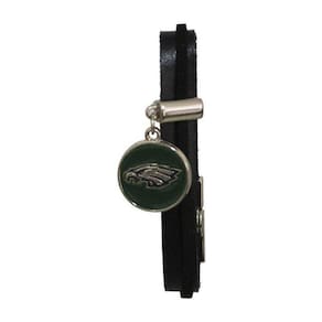 Pulseira Philadelphia Eagles Nfl Preto Com Pingente Metálico