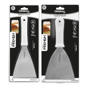 Kit 2 Espátulas Inox Lanche Reta Chapeiro E Cozinha