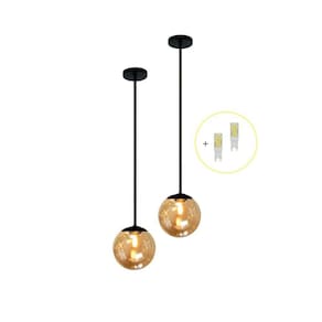 Kit 2 Pendente Preto Bancada Cozinha Cabeceira De Cama + Led