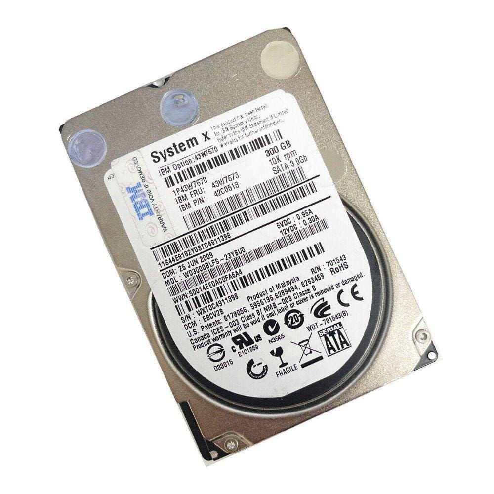 Hd Sata Ibm 300Gb 10K 2.5 43W7670 43W7673 Wd3000blfs-23Ybuo