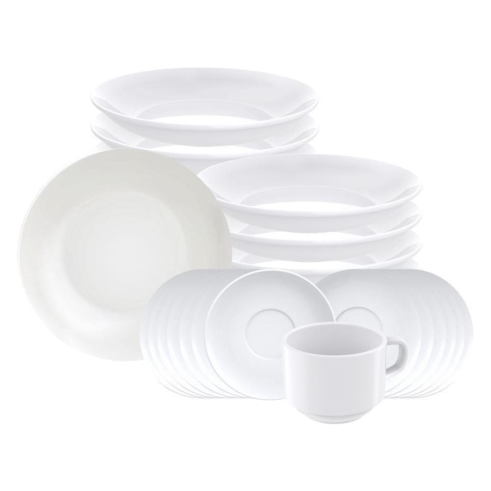 Kit 24 Peças Sobremesa e Chá Porcelana Branca Tramontina