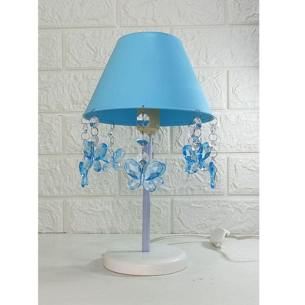 Kit Abajur + Lustre Infantil Borboletas Azul