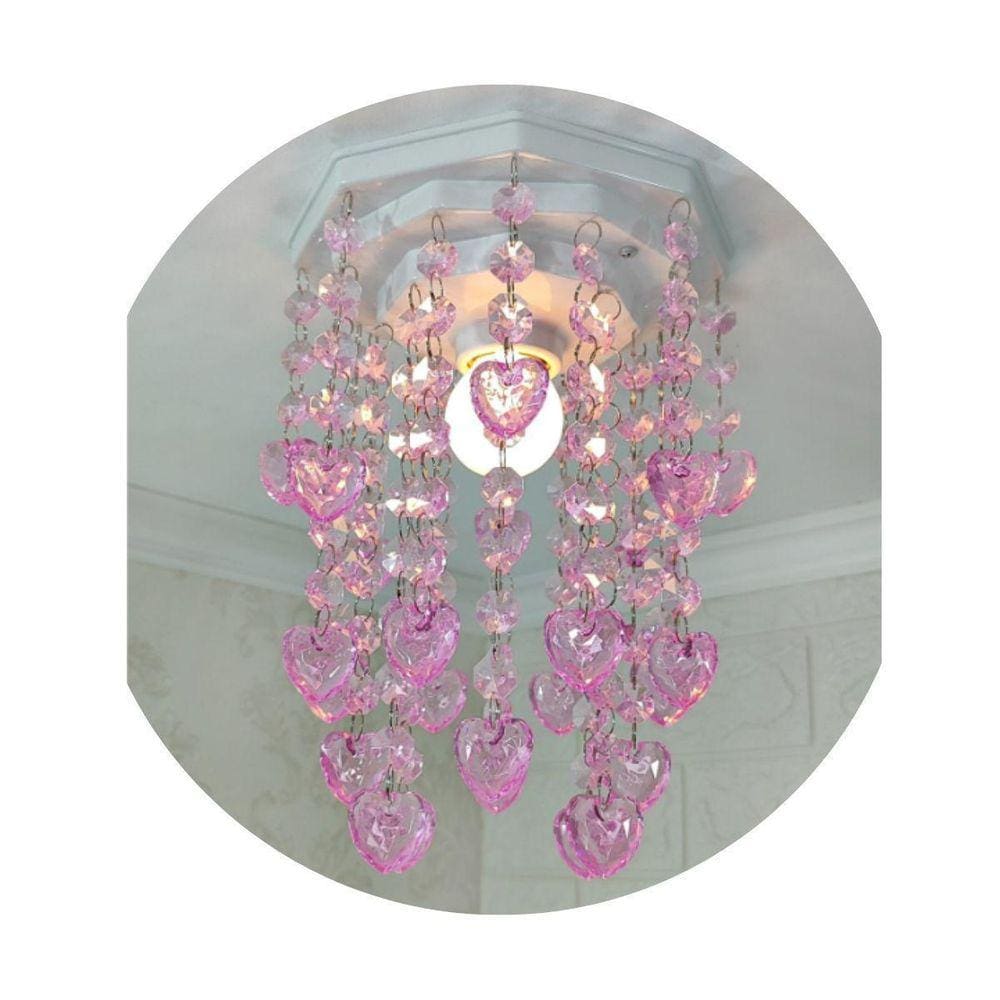 Lustre Infantil Rosa com Castanhas de Acrílico - 25cm