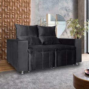 Sófa Retrátil e Reclinável 2 lugares Madri 1,60cm c/Molas Veludo Cinza