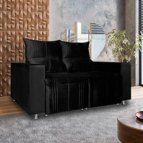 Sófa Retrátil e Reclinável 2 lugares Madri 1,60cm c/Molas Veludo Preto