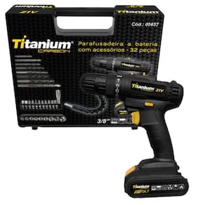 Parafusadeira Furadeira Bateria 21V Carbon 35 Acess Titanium