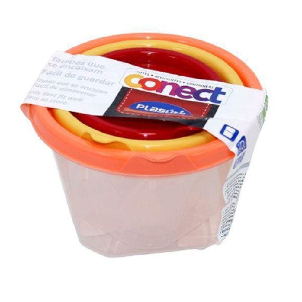 Kit 3 Potes Redondos Conect 14191