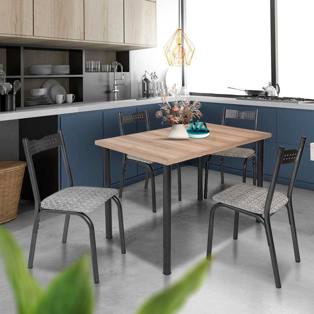 Mesa De Cozinha Com 4 Cadeiras Preto Carvalho Manteiga Alexia Shop JM
