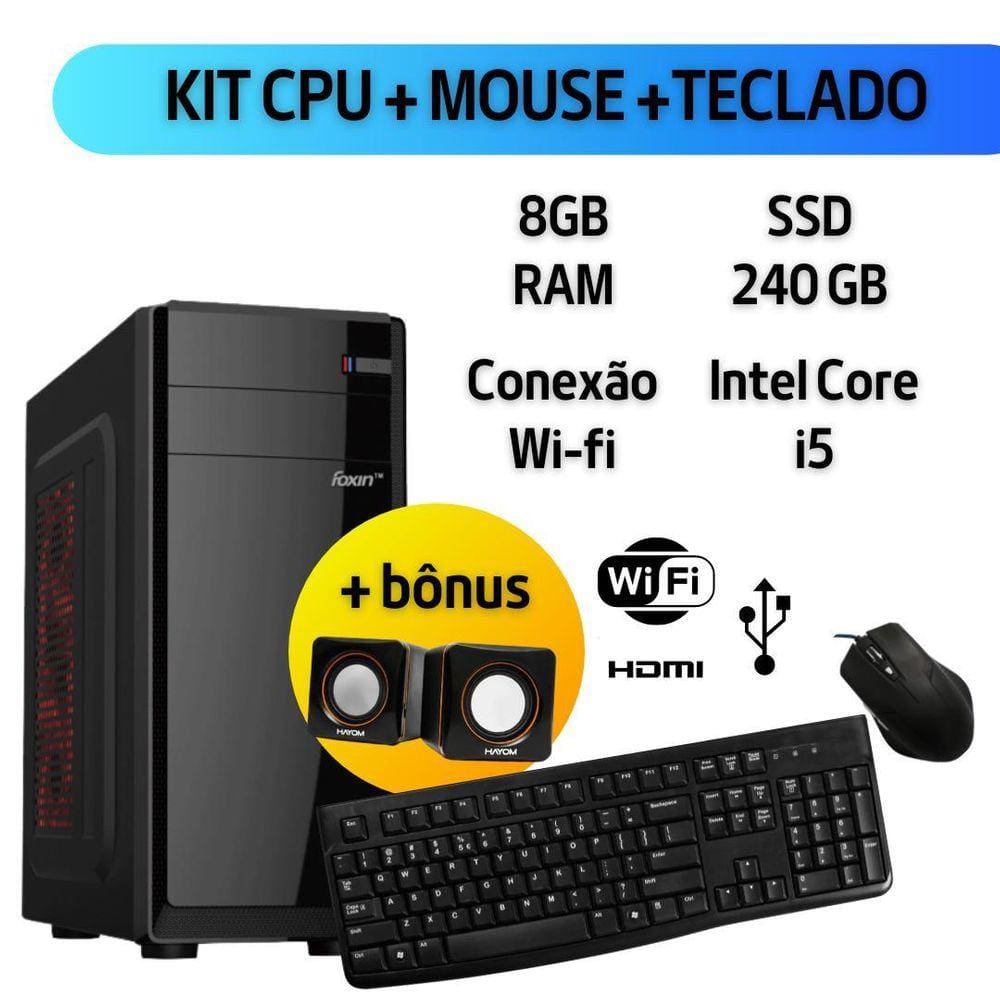 Computador Intel Core I5 Memória 8Gb Ssd240Gb Mouse Teclado