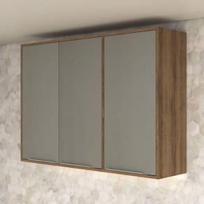 Armário Aéreo para Cozinha 3 Portas 120cm sem Vidro Lavinia Amêndoa/Niágara