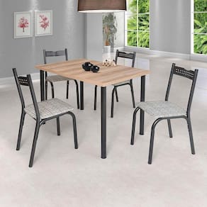 Mesa Com 4 Cadeiras Para Cozinha 110 cm Preto Carvalho Manteiga Ana Ciplafe