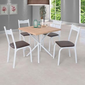 Mesa Com 4 Cadeiras Para Cozinha 75 cm Branco Carvalho Ana Slim Ciplafe