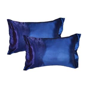 Par Fronhas Cetim Seda Luxo Antifrizz 50x70cm - Magic Enxovais Azul Escuro