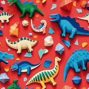 Papel de Parede Auto Adesivo Infantil Vermelho Dinossauro Colorido Decorado Lavavel Vinilico 3m