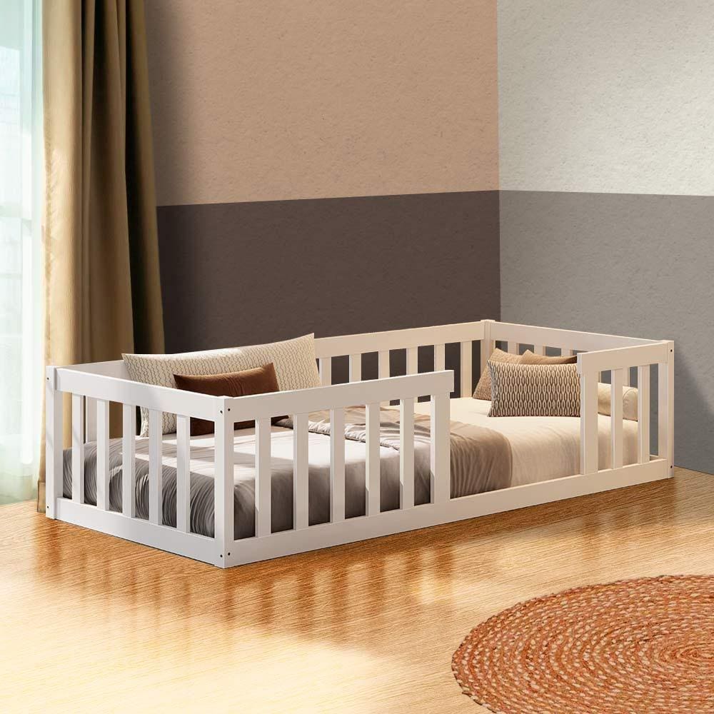 Cama Solteiro Com Grade De Proteção Branco Com Colchão Fanos Shop Jm