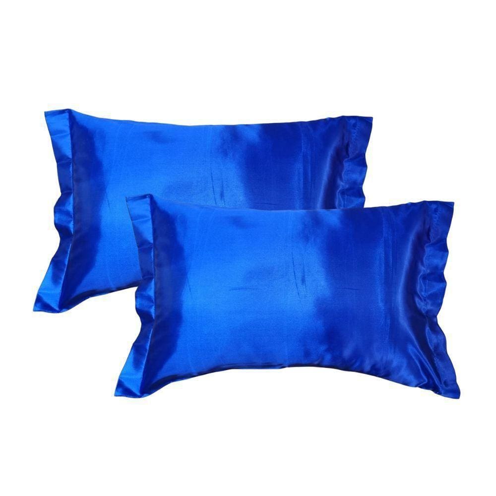 Par Fronhas Cetim Seda Luxo Antifrizz 50x70cm - Magic Enxovais Azul Royal