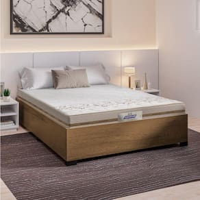 Cama Box Casal Desmontável Com Colchão Molas Flora 138x188x51cm Bege / Cedro Gazin