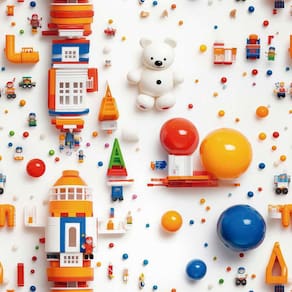 Papel de Parede Auto Adesivo Infantil Brinquedos Coloridos Lavável Decorado Quarto Criança 6m