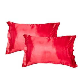 Par Fronhas Cetim Seda Luxo Antifrizz 50x70cm - Magic Enxovais Vermelho