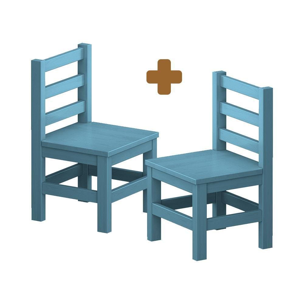 Kit 2 Mini-Cadeiras De Madeira Maciça Infantil Azul Nemargi