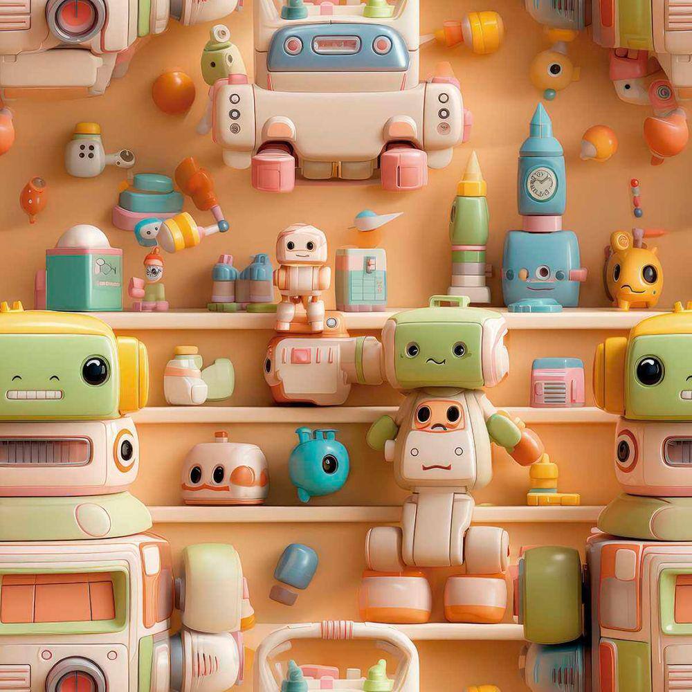Papel de Parede Auto Adesivo Infantil Colorido Bichinho Fofo Quarto rosê Vinil decorativo 18m