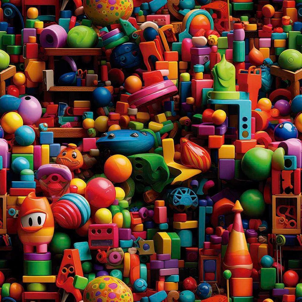 Papel de Parede Auto Colante Quarto Bebê Briquedos Coloridos Vinilico Infantil decorado 18m