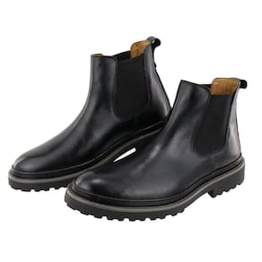 Bota Chelsea Masculina Couro Elastico Lateral Palmilha Gel Forrada Solado Emborrachado Puxador Traseiro