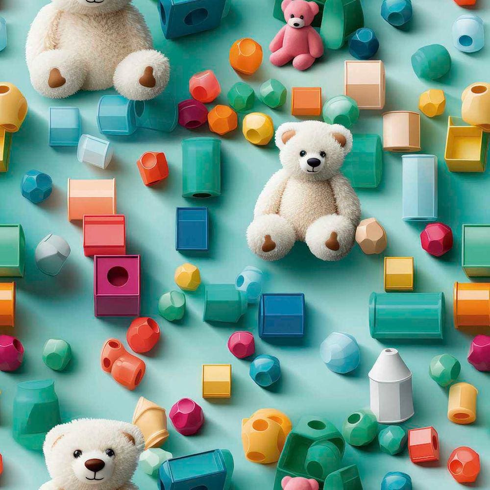 Papel de Parede Auto Colante Infantil Colorido Ursinho Fofo Decorado verde Quarto Criança Bebê 18m