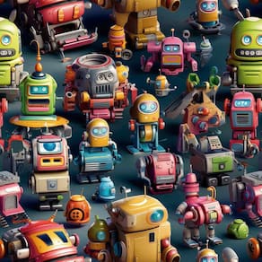 Papel de Parede Auto Adesivo Robô Colorido Infantil Decorado Quarto Criança Bebê Lavavel 3m