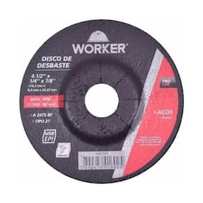 Disco de Desbaste 4.1/2 x 1/4 x 7/8 Pol. - Worker