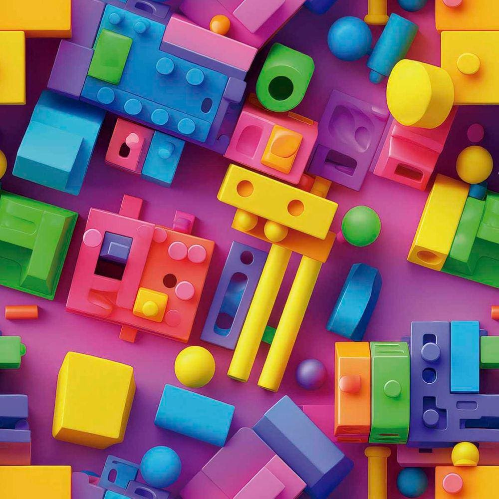 Papel de Parede Auto Colante quarto Infantil Blocos Coloridos Vinil decorado Criança Bebê 15m