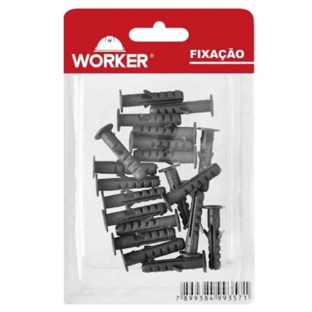 Kit com 20 Buchas Plásticas de 6mm para Parede Maciça - Worker