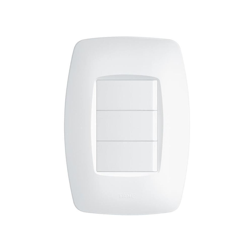 Interruptor Simples Triplo Fame Elegance Com Placa 4X2 Branc
