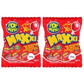 Pirulito Chicle Pop Mania Maxxi Morango 672g - 2 unid
