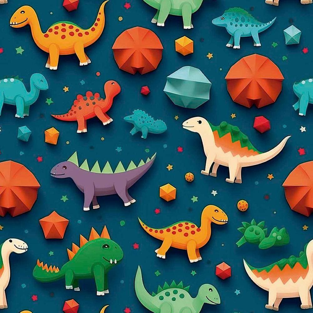 Papel de Parede Auto Colante infantil Dinossauro Colorido decorado Quarto Menino Vinil 12m