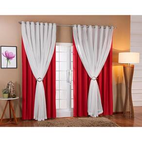 Cortina Voil Blackout 7,00X2,80 Vermelho - Sala/Quarto