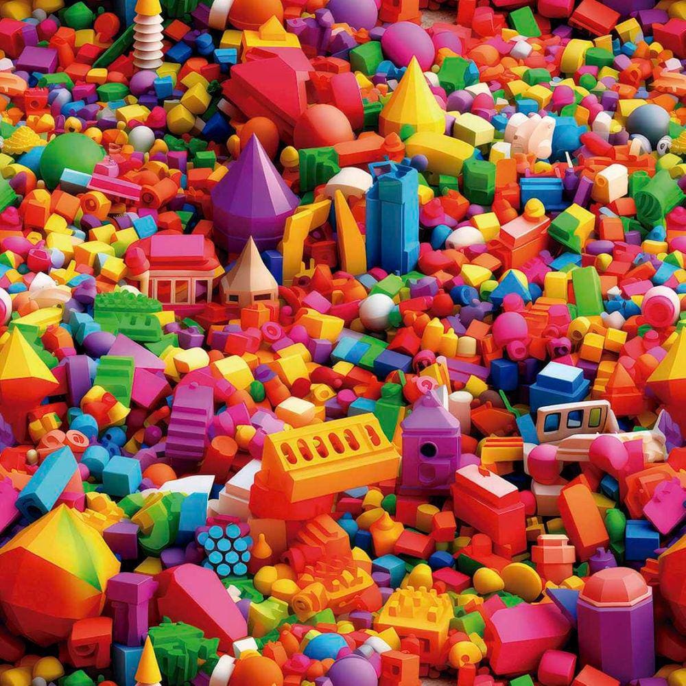 Papel de Parede Auto Colante Quarto Infantil Blocos de brinquedo Colorido Lavavel Criança 18m