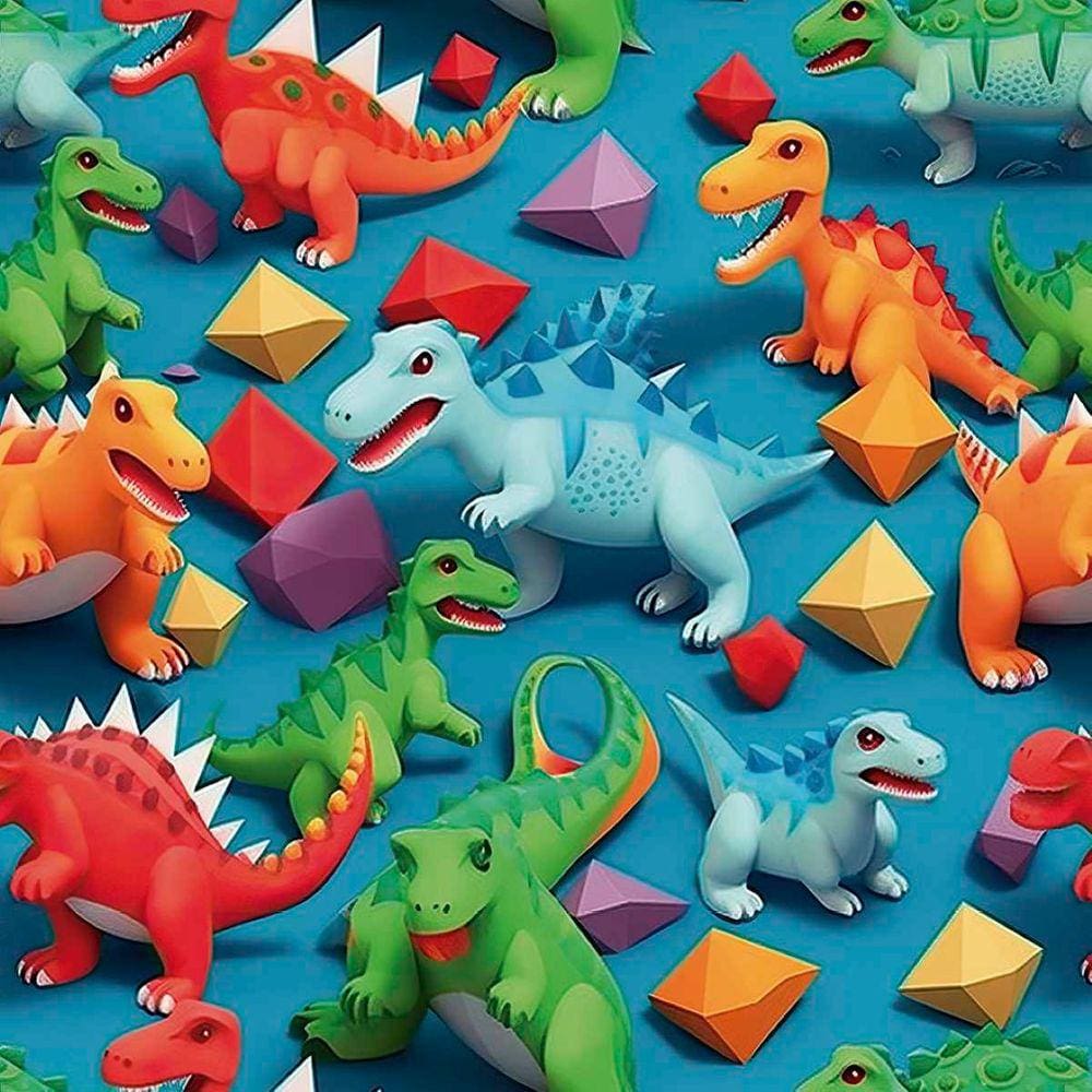 Papel de Parede Auto Adesivo Infantil Azul Dinossauro Colorido Vinil Decorado Quarto Menino 18m