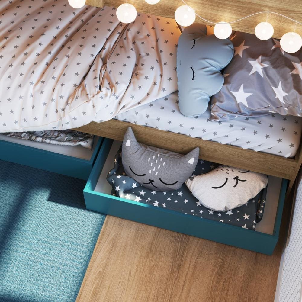 Conjunto 2 Gavetões Individuais Para Beliche Azul Secreto