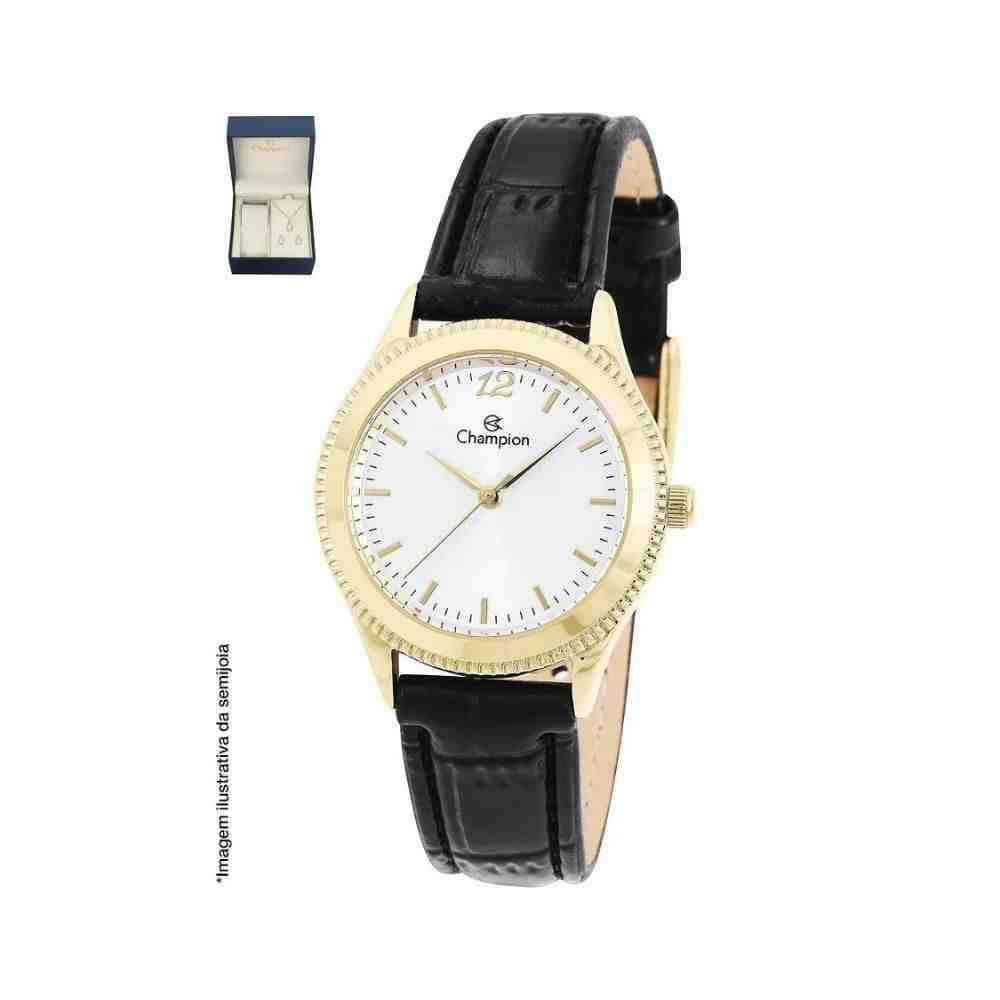 Kit Relógio Preto Feminino Champion Cn24637W