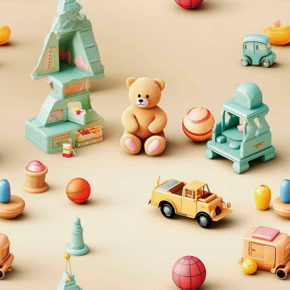 Papel de Parede Auto Adesivo Infantil Urso Fofo bege decorativo Quarto Criança Bebê Lavavel 18m