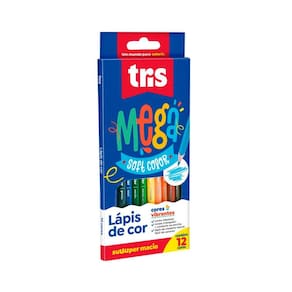Lápis De Cor Escolar Triangular 12 Cores Mega Soft Color Tris | Colorir | Ponta Macia | Cores Vibrantes | Pintar