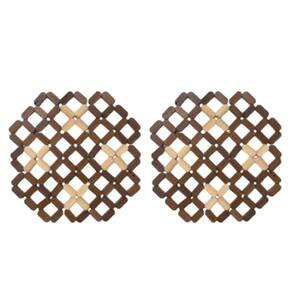 Descanso De Panela De Bambu Apoio 2 Peças Marrom